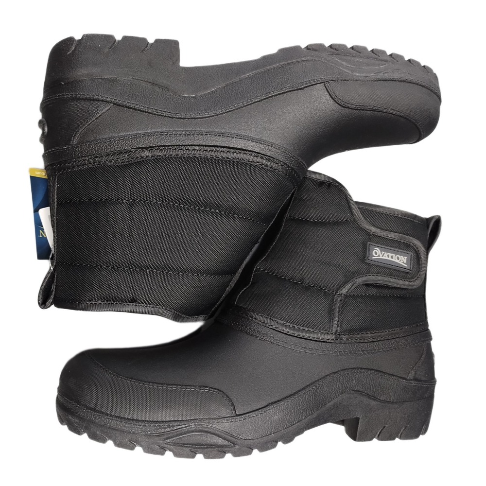 Ovation Blizzard Paddock Winter Boots Women 9 Black Waterproof Hook & Loop Strap